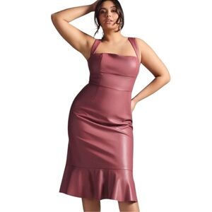 Hutch Square Neck Faux Leather Dress